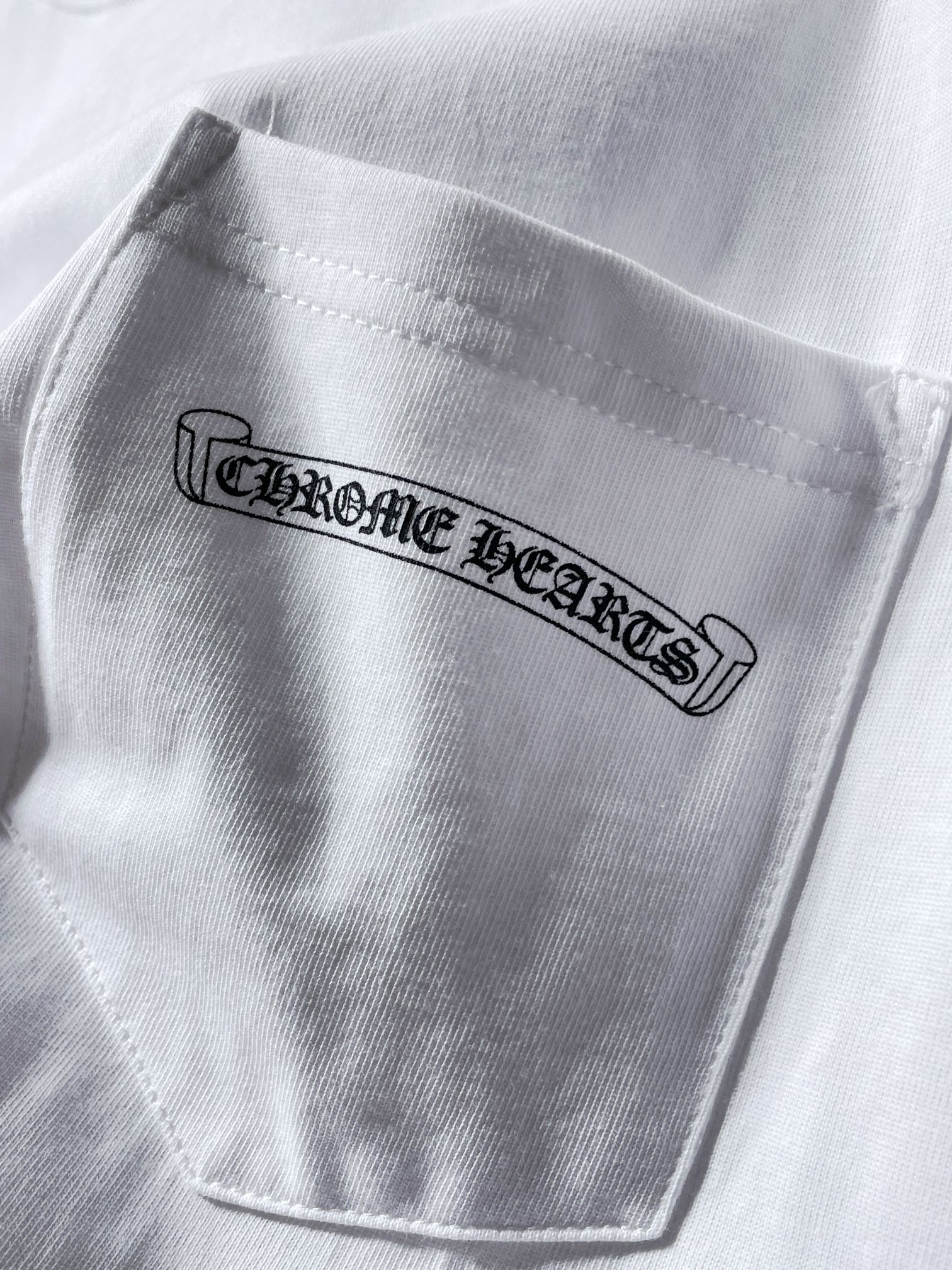 Chrome Hearts SS22 Cross & Letter Print Round Neck Long Sleeve T-Shirt - Unisex WHite