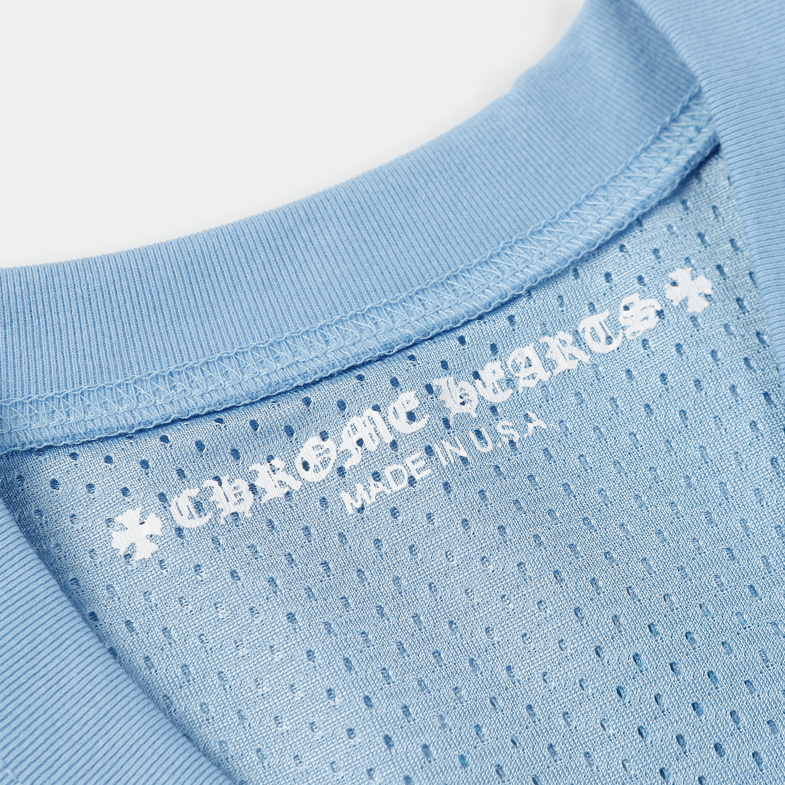 Chrome Hearts Ice Hockey Collection Silver-Plated Floral Sleeve Long Sleeve T-Shirt - Unisex Light Blue