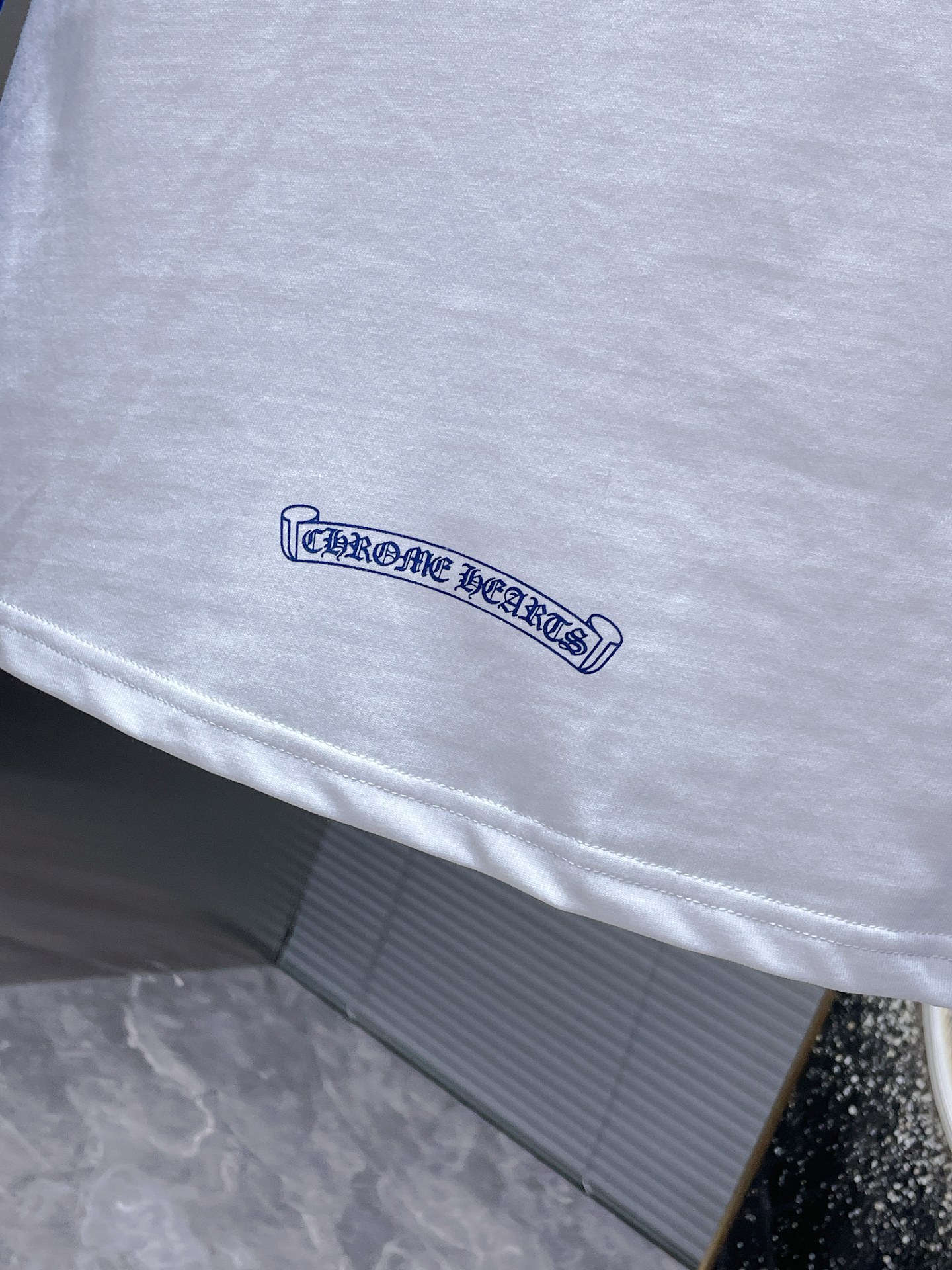 Chrome Hearts Unisex CH Raglan Sleeve Long-Sleeve T-Shirt - Round Neck, Blue/White