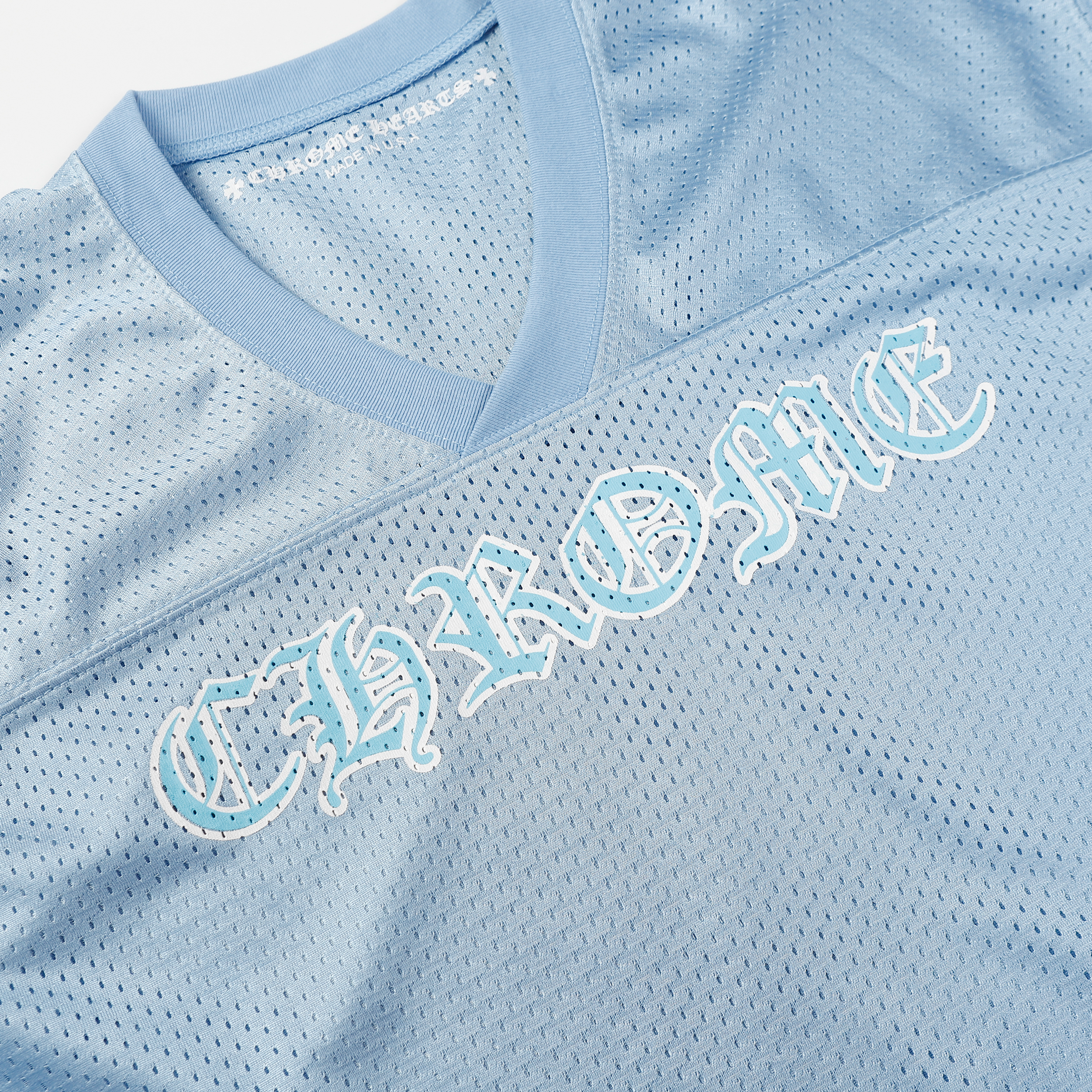 Chrome Hearts Ice Hockey Collection Silver-Plated Floral Sleeve Long Sleeve T-Shirt - Unisex Light Blue