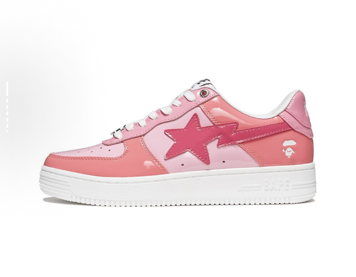 A BATHING APE Bape STA Combo Patent Leather Casual Comfort Low-Top Fashion Sneakers Pink