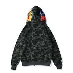 BATHING APE SS23 Color Camo Shark Full-Zip Hoodie – Men''s Color Camouflage Shark Pullover Jacket